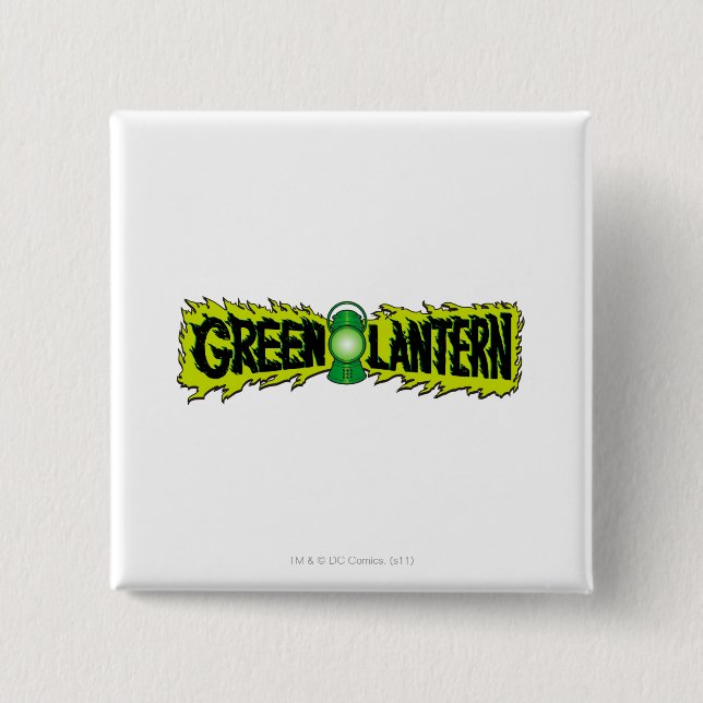 Bóton Quadrado 5.08cm Lanterna verde - lanterna de incandescência 2 (Frente)