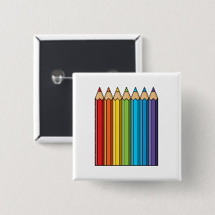Bóton Quadrado 5.08cm Lápis de Coloração do Arco-Íris
