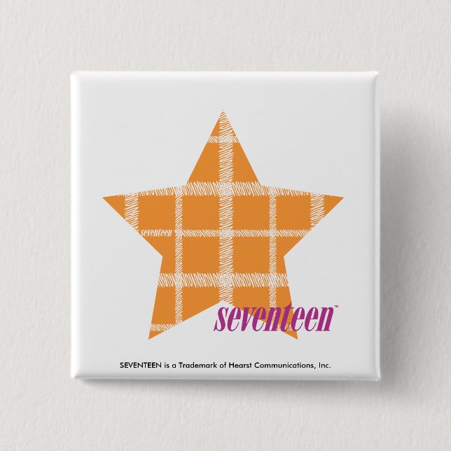 Bóton Quadrado 5.08cm Laranja 2 da xadrez (Frente)