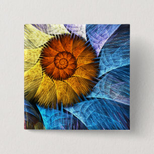 Bóton Quadrado 5.08cm Laranja Amarelo Amarelo Abstrato