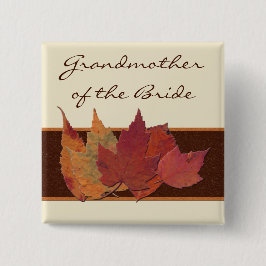 Bóton Quadrado 5.08cm Laranja Castanho Folhas Secas De Festa de casament