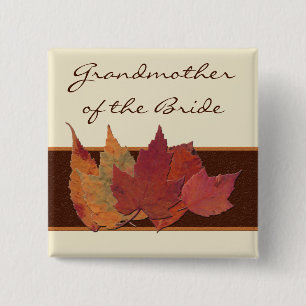 Bóton Quadrado 5.08cm Laranja Castanho Folhas Secas De Festa de casament