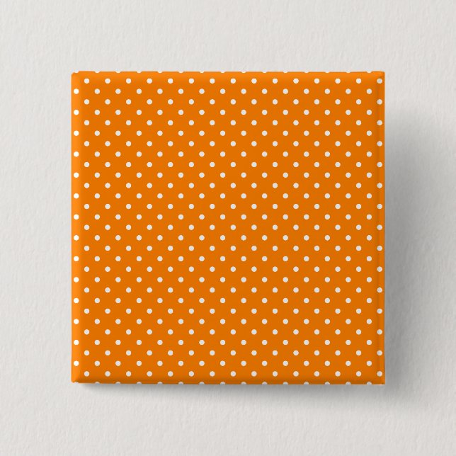 Bóton Quadrado 5.08cm Laranja e Pontos Brancos (Frente)