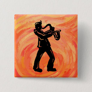 Bóton Quadrado 5.08cm Laranja-saxofone de Nova York Boogie Noite