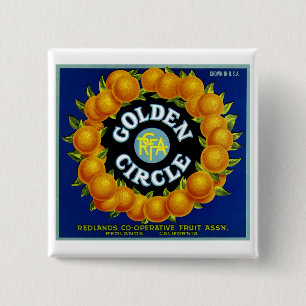 Bóton Quadrado 5.08cm Laranjas do Círculo do ouro