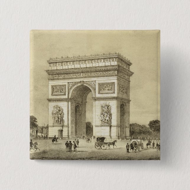Bóton Quadrado 5.08cm L'Arc de Triomphe, Paris, gravada por Auguste Bry (Frente)