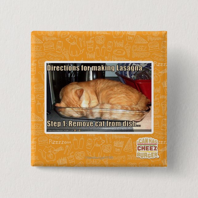 Bóton Quadrado 5.08cm Lasanhas do fazer (Frente)