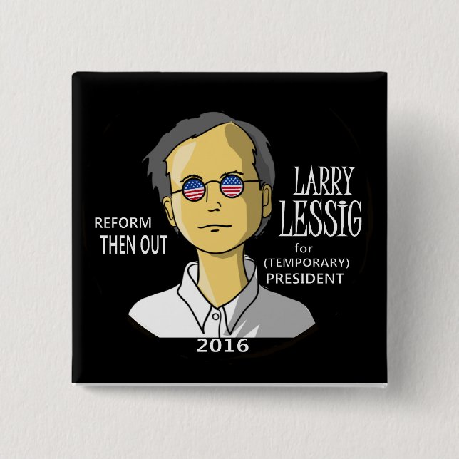 Bóton Quadrado 5.08cm Lawrence Lessig em 2016 (Frente)