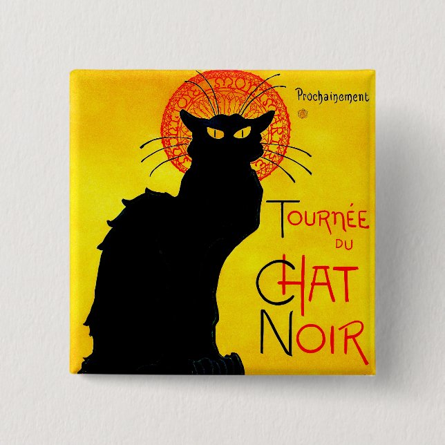 Bóton Quadrado 5.08cm Le Chat Noir Vintage (Frente)