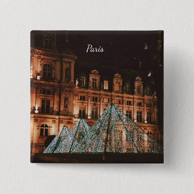 Bóton Quadrado 5.08cm Le Louvre, Paris, France (Frente)