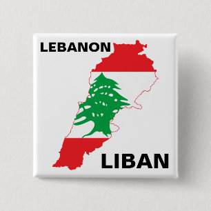 Bóton Quadrado 5.08cm Lebanon Flag Map