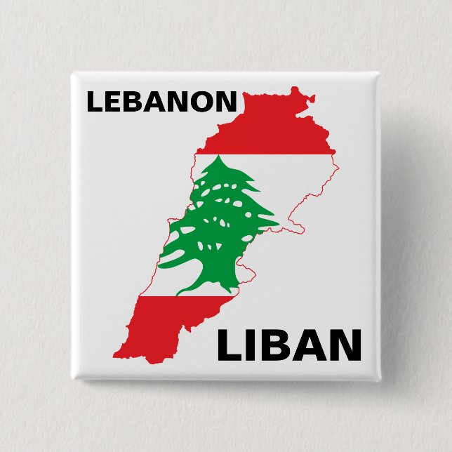 Bóton Quadrado 5.08cm Lebanon Flag Map (Frente)