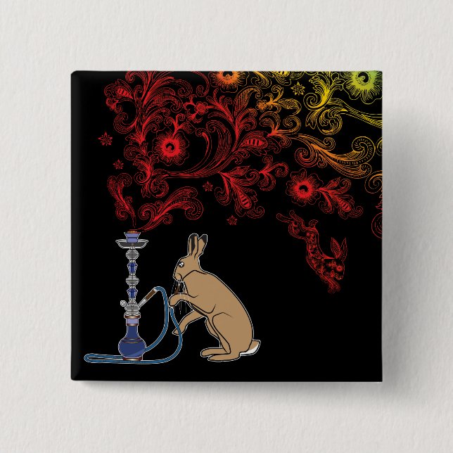 BÓTON QUADRADO 5.08CM LEBRE DO CACHIMBO DE ÁGUA (Frente)