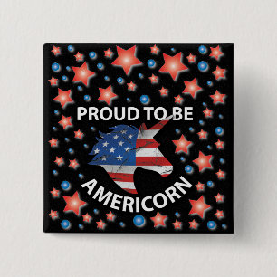 Bóton Quadrado 5.08cm Legal 4 de julho, vermelho, branco e azul American