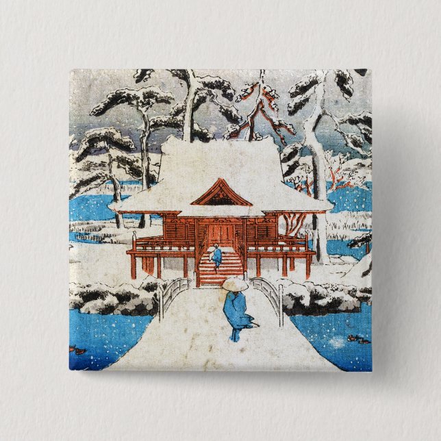 Bóton Quadrado 5.08cm Legal neve sangrenta do lago ukiyo-e, no japão, (Frente)
