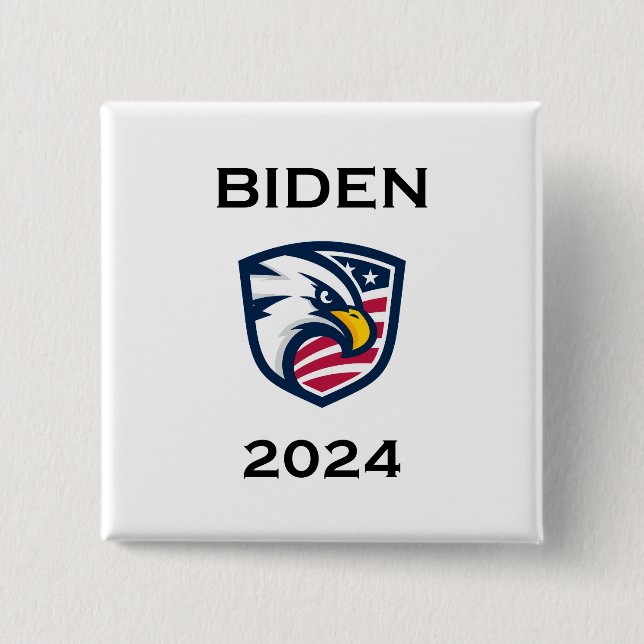Bóton Quadrado 5.08cm Legal Patriótico Joe Biden 2024 Eagle (Frente)