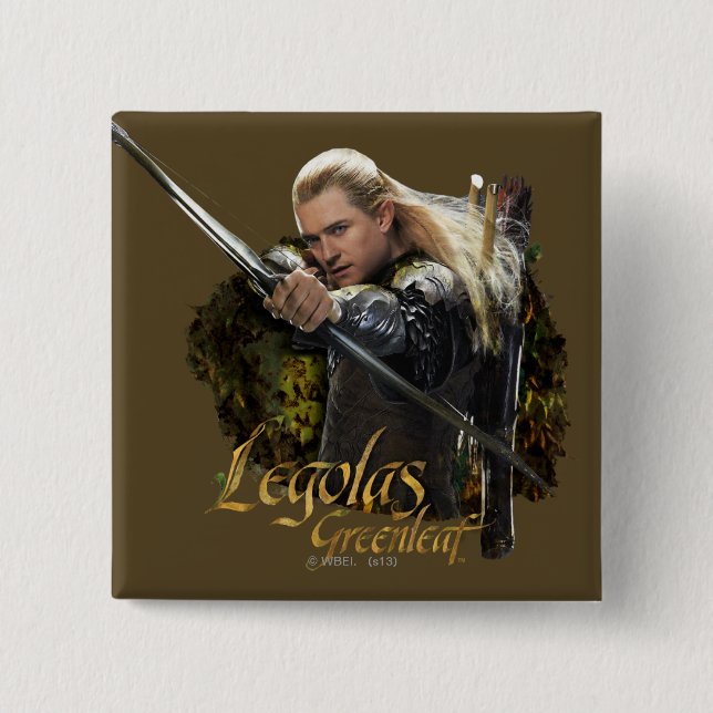 Bóton Quadrado 5.08cm LEGOLAS GREENLEAF™ Drawing Bow Graphic (Frente)