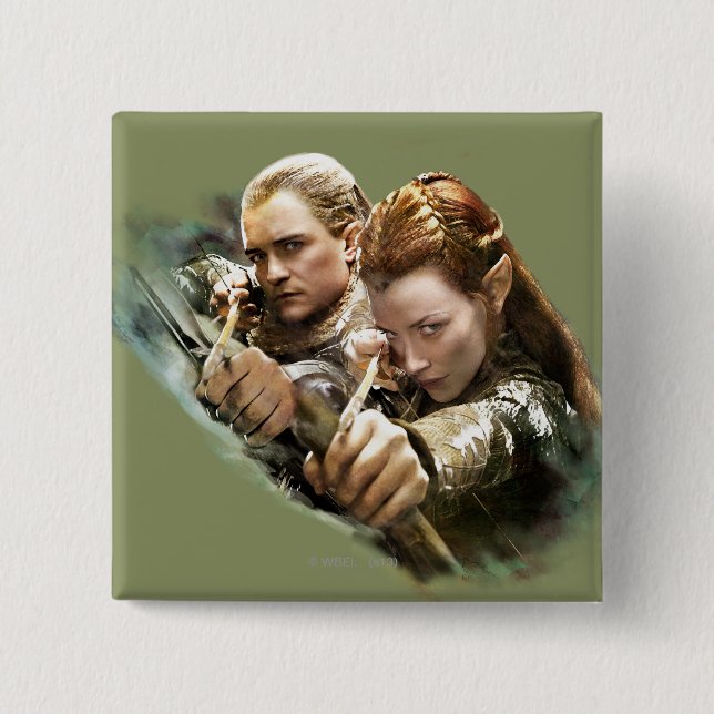 Bóton Quadrado 5.08cm LEGOLAS GREENLEAF™ e TAURIEL™ Graphic (Frente)