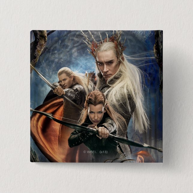 Bóton Quadrado 5.08cm LEGOLAS GREENLEAF™, TAURIEL™ e Thranduil (Frente)