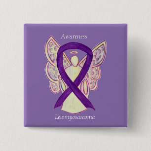 Bóton Quadrado 5.08cm Leiomyosarcoma Advertência Roxa Fita Angel Pin