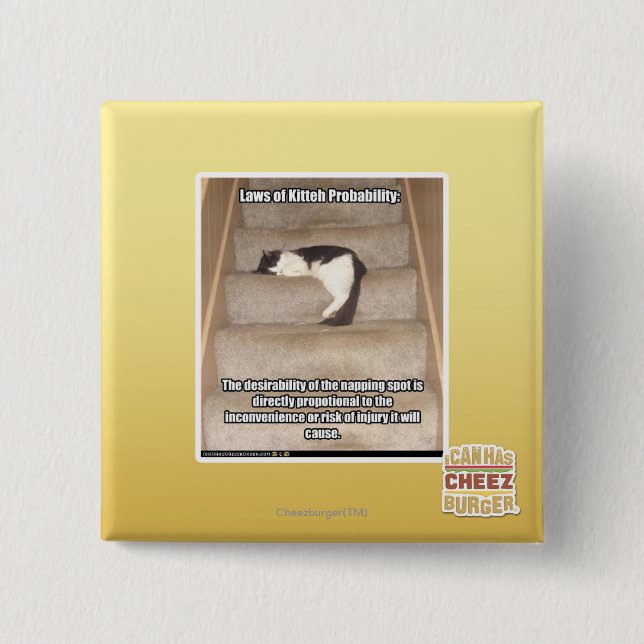 Bóton Quadrado 5.08cm Leis da probabilidade de Kitteh (Frente)