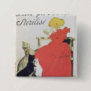 Bóton Quadrado 5.08cm Leite Sterilised puro da propaganda de poster