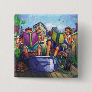 Bóton Quadrado 5.08cm Leitura de Verão