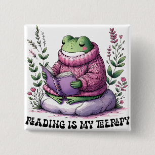Bóton Quadrado 5.08cm Leitura Rã É Minha Terapia