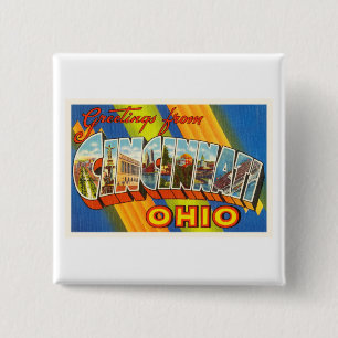 Bóton Quadrado 5.08cm Lembrança velha das viagens vintage de Cincinnati