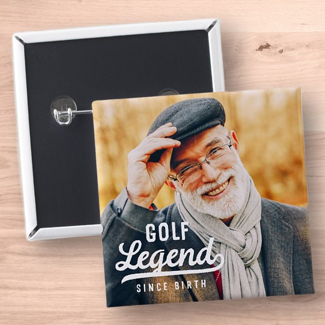 Bóton Quadrado 5.08cm Lenda de Golfe Desde Nascimento, Engraçado Moderno (Criador carregado)