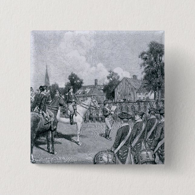 Bóton Quadrado 5.08cm Lendo a declaração antes de Washington (Frente)