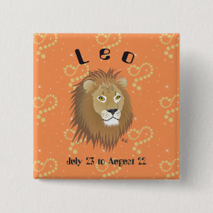 Bóton Quadrado 5.08cm Leo July 23 to agostos de 22 Button