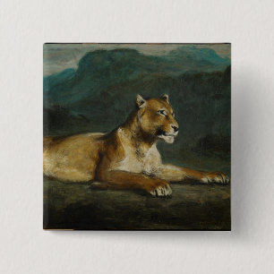 Bóton Quadrado 5.08cm Leoa que reclina, c.1855 (óleo no painel)