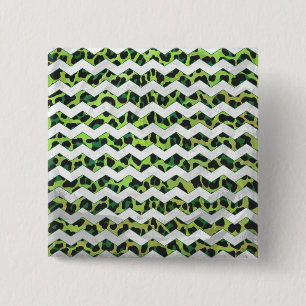 Bóton Quadrado 5.08cm Leopard Chevron Black e Green Impressão