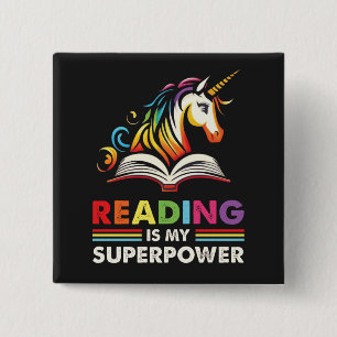 Bóton Quadrado 5.08cm Ler é o meu super poder