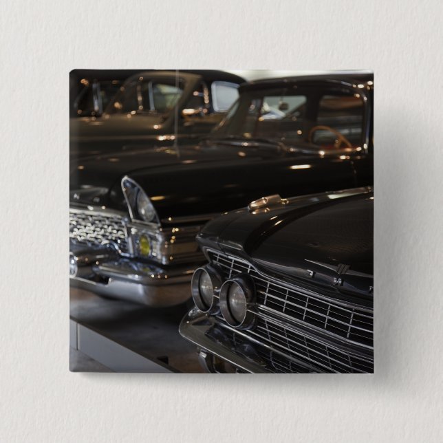 Bóton Quadrado 5.08cm Letônia, Riga, Museu de Motores de Riga, carros do (Frente)