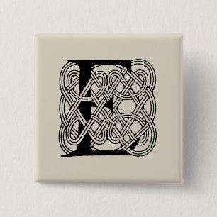 Bóton Quadrado 5.08cm Letra E Celtic Knot Vintage Monograma