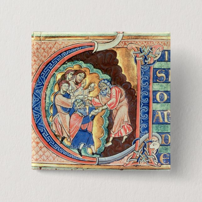 Bóton Quadrado 5.08cm Letra inicial "V" Visio Abdie (Frente)