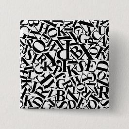 Bóton Quadrado 5.08cm Letras alfabéticas