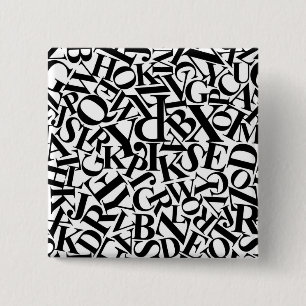 Bóton Quadrado 5.08cm Letras alfabéticas