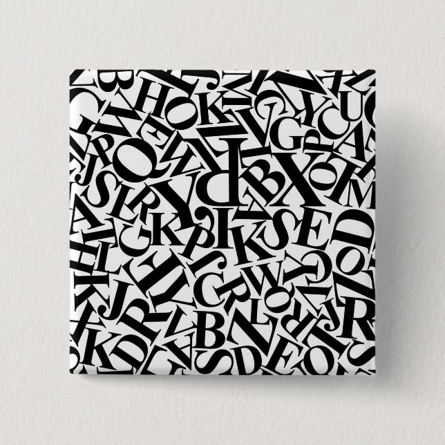 Bóton Quadrado 5.08cm Letras alfabéticas (Frente)