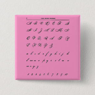 Bóton Quadrado 5.08cm Letras Cursivas