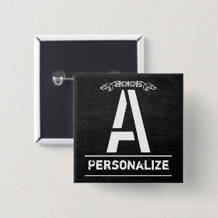 Bóton Quadrado 5.08cm Letras de Monograma do Quadro de Alcalços