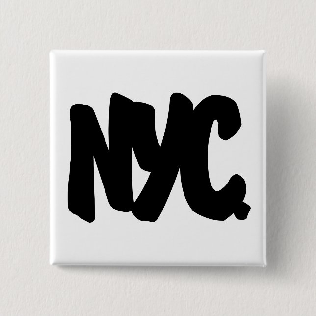Bóton Quadrado 5.08cm Letras de NYC (Frente)
