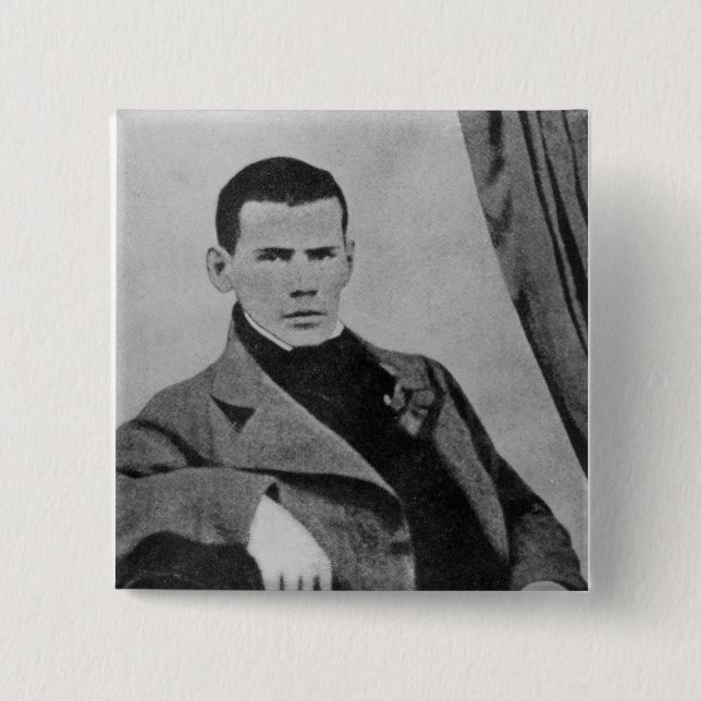 Bóton Quadrado 5.08cm Lev Nikolaevich Tolstoy como um estudante (Frente)