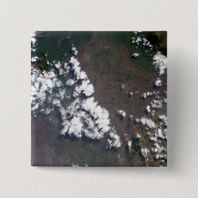 Bóton Quadrado 5.08cm Levantamento de plumas do vulcão Nyiragongo na RDC (Frente)