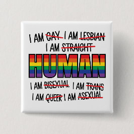 Bóton Quadrado 5.08cm LGBT Eu sou gay, Eu sou Humano