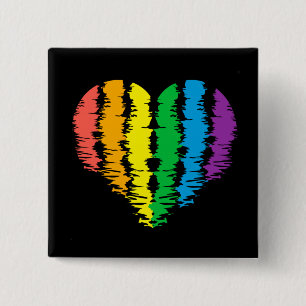 Bóton Quadrado 5.08cm LGBT+orgulho. Arco-íris do coração. Magneta do bot