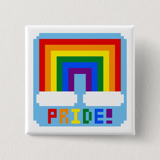 Bóton Quadrado 5.08cm LGBT+ Orgulho do pixel (Frente)