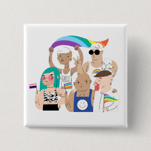 Bóton Quadrado 5.08cm LGBT+Orgulho. GAY amor. Bandeira do arco-íris.